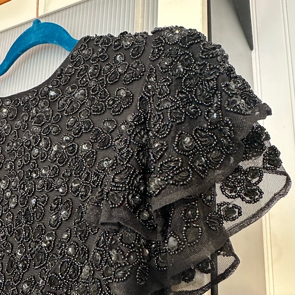 ✔️58B/68B/67B ❤️ BNWT MAC DUGGAL FLOUNCE SLEEVE BEADED MIDI DRESS #10827 - Picture 7 of 12